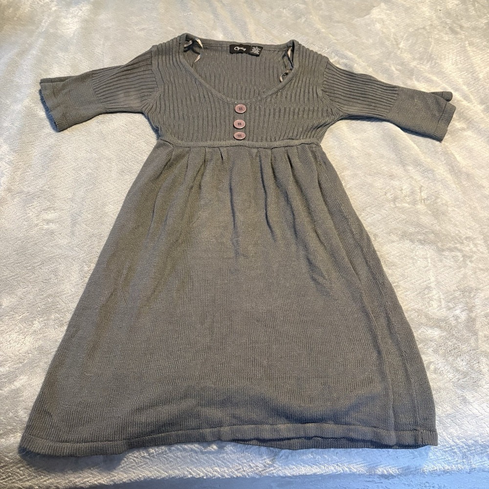 CHESLEY Gray Acrylic Dress with Sleeves Size L